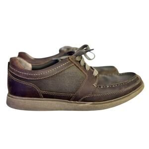 Men's Clarks Vibe Brown Leather Lace Up Casual Oxford Loafer Shoes - Size 9